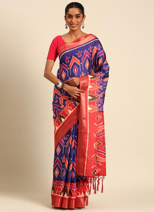 Cotton Purple Casual Wear Printed Saree